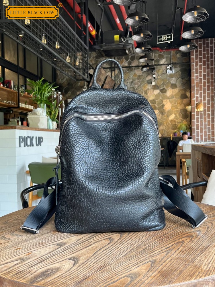 Leather Work Bag - Zachte natuurlijke schapenvacht casual rugzak unisex