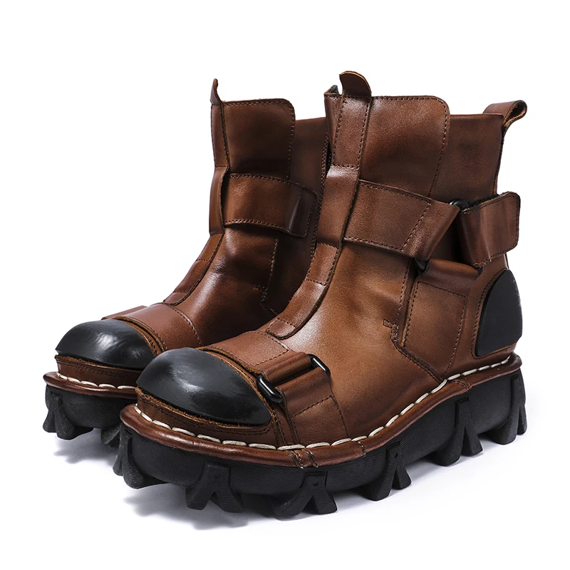 Leather Work Fabric - Motorlaarzen van echt leer voor heren,