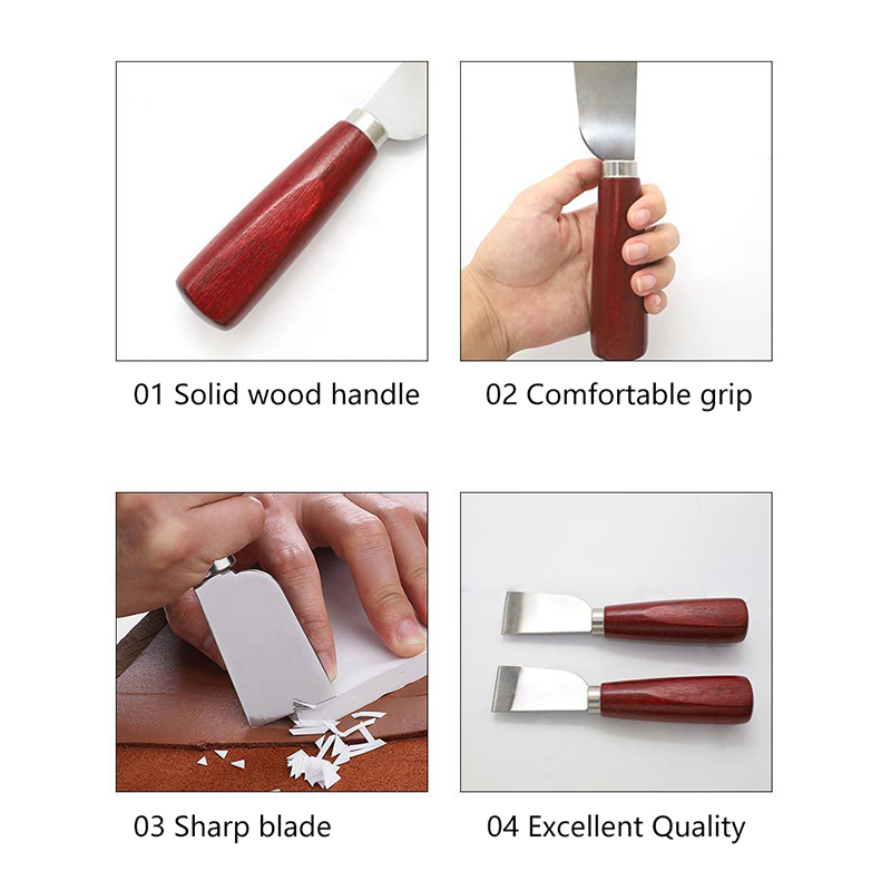 Leatherwork Knife - Houten handvat DIY Leathercraft Tool Roestvrij
