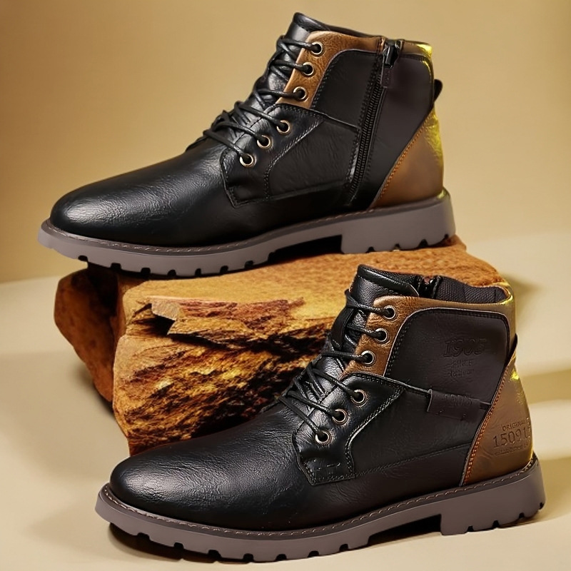 Leather Work Fabric - Leren heren enkellaarzen Grote maten hoge