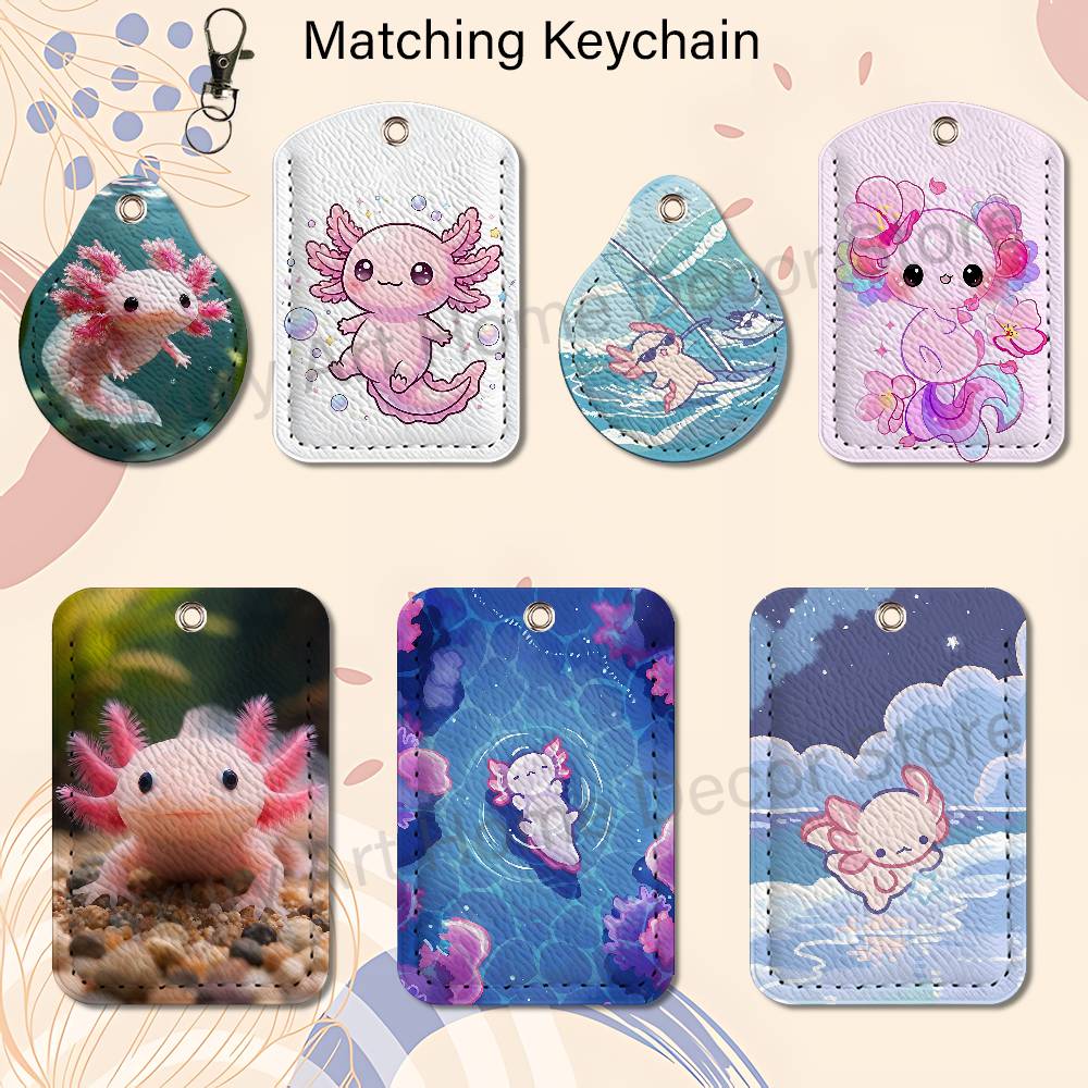 Leather Works - Leuke roze A-Axolotl cartoonhouder sleutelhanger voor