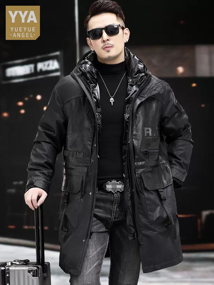Leather Work Jacket With Hood - Winter lederen jas heren afneembare donsvoering