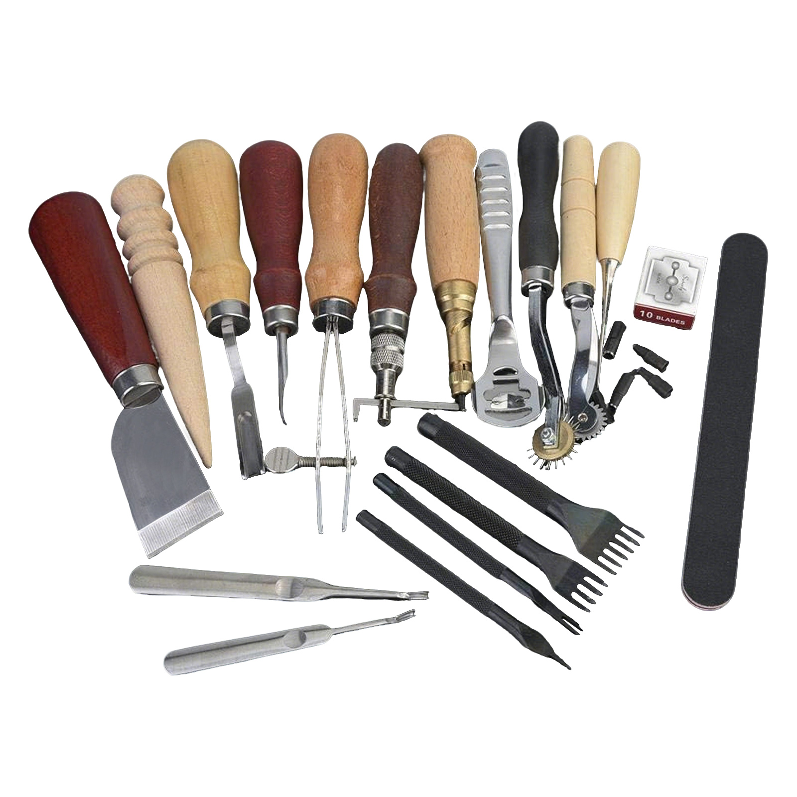 Leather Work Organiser - Lederen gereedschap, 19-delige lederbewerkingsset voor naaien,