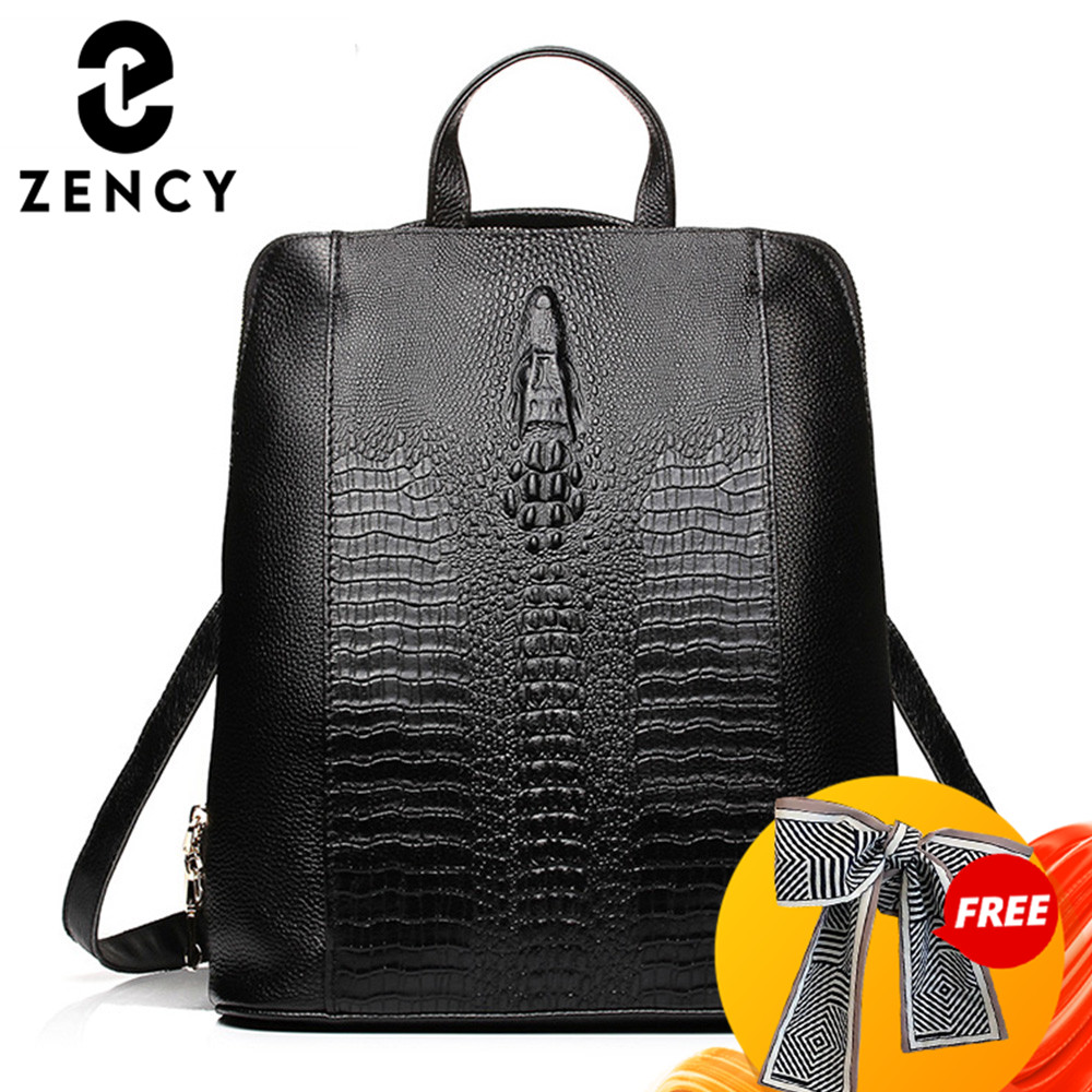 Leather Work Bag - Zency Damesrugzak van krokodillenleer 100% echt