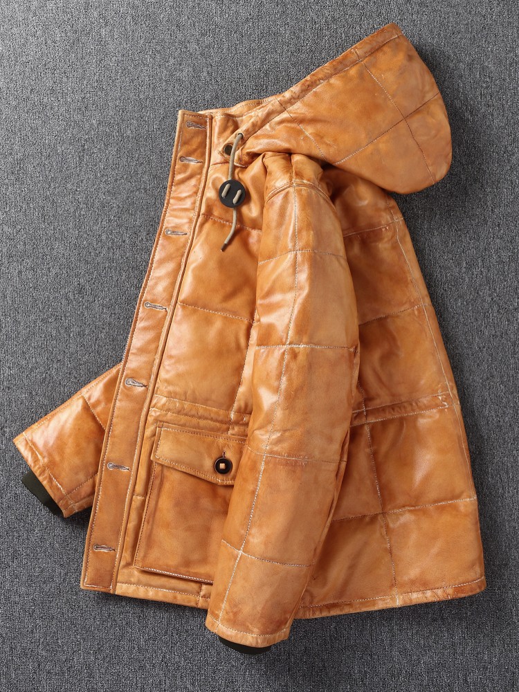 Winter heren schapenvacht echt - Leather Work Jacket With Hood recensie en prijs