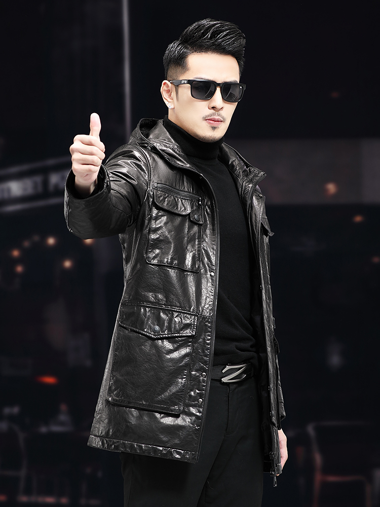 Mannen Winter Warm Mid Lange O - Leather Work Jacket With Hood recensie en prijs