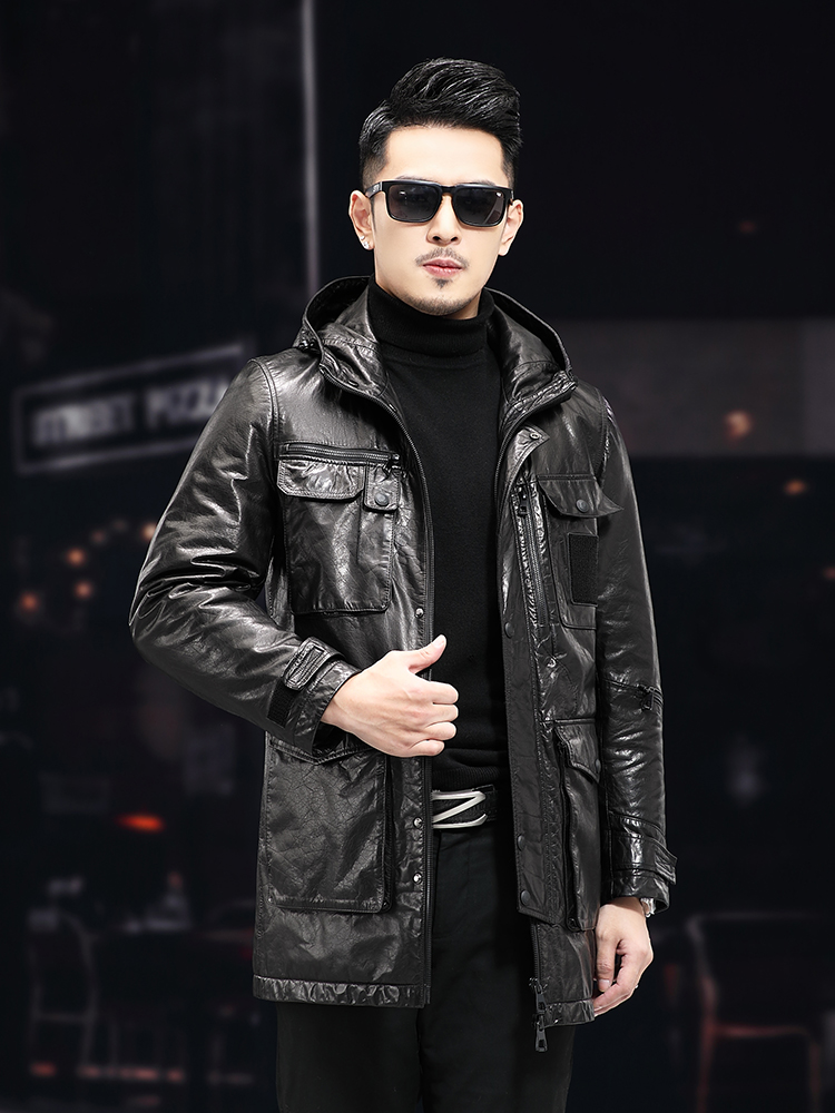Mannen Winter Warm Mid Lange O - Leather Work Jacket With Hood recensie en prijs