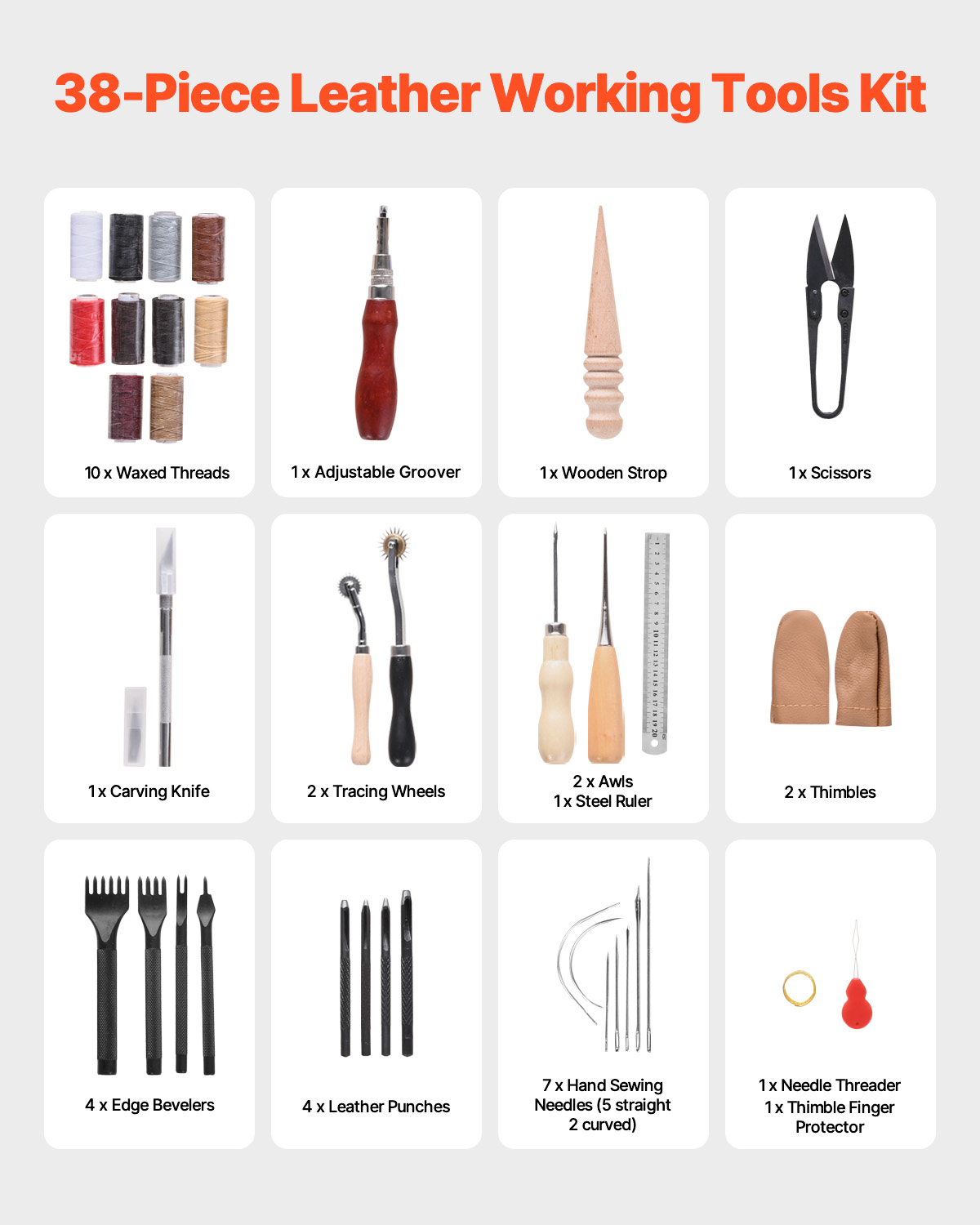 SucceBuy 38/59/61/72/92 Stuks  - Leather Work Organiser recensie en prijs