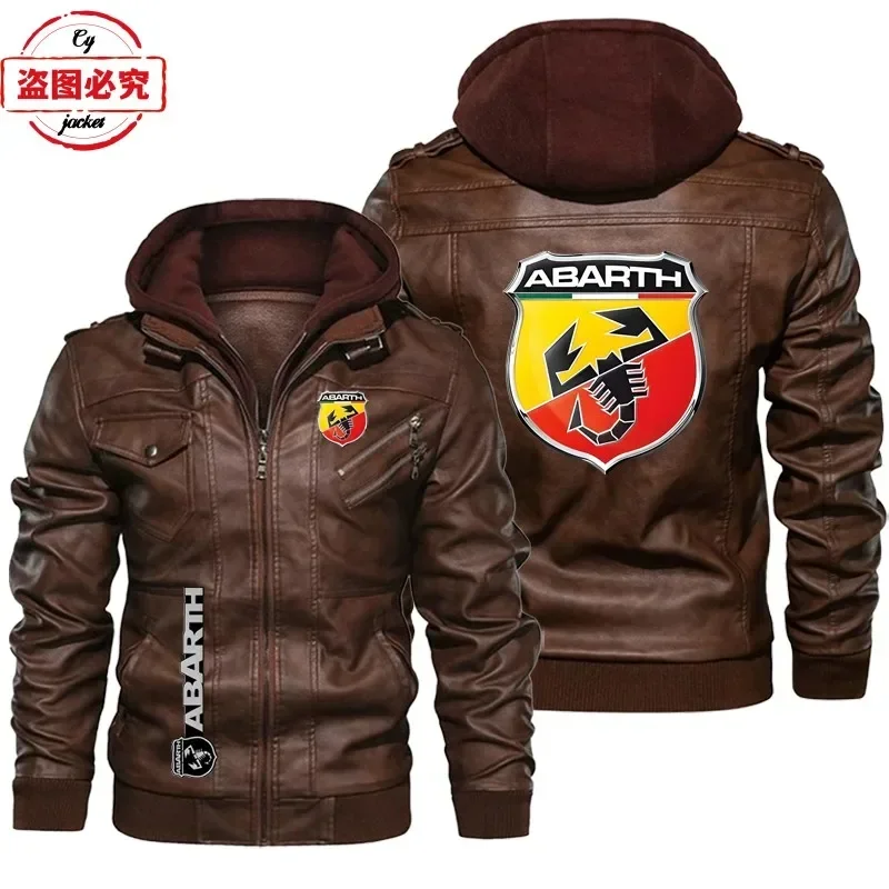 Europese maat leren jas ABARTH - Leather Work Jacket With Hood recensie en prijs