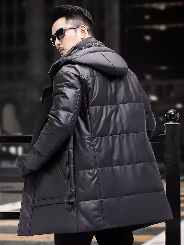 Winter heren dikke warme witte - Leather Work Jacket With Hood recensie en prijs