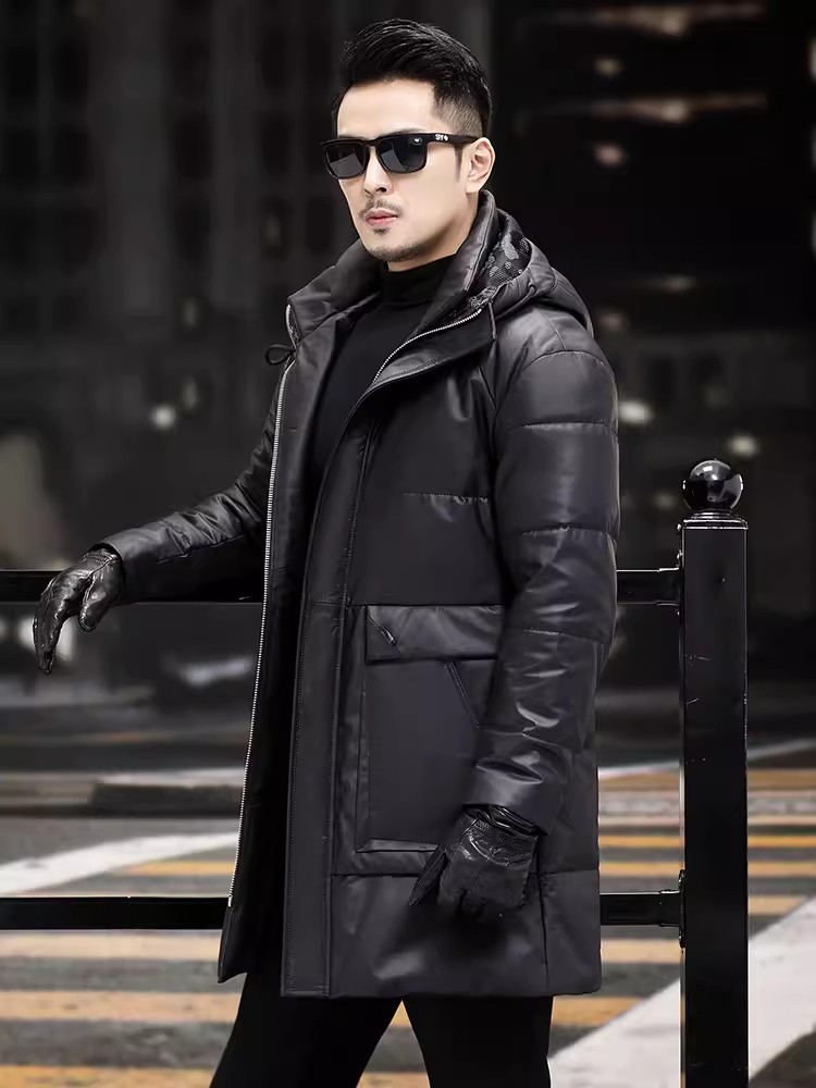 Winter heren dikke warme witte - Leather Work Jacket With Hood recensie en prijs