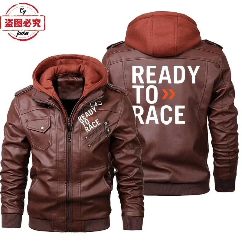 Klaar om te racen logo bedrukt - Leather Work Jacket With Hood recensie en prijs