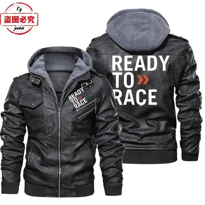 Klaar om te racen logo bedrukt - Leather Work Jacket With Hood recensie en prijs