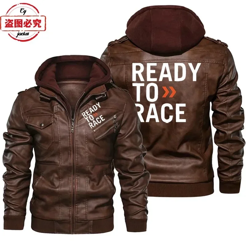 Klaar om te racen logo bedrukt - Leather Work Jacket With Hood recensie en prijs