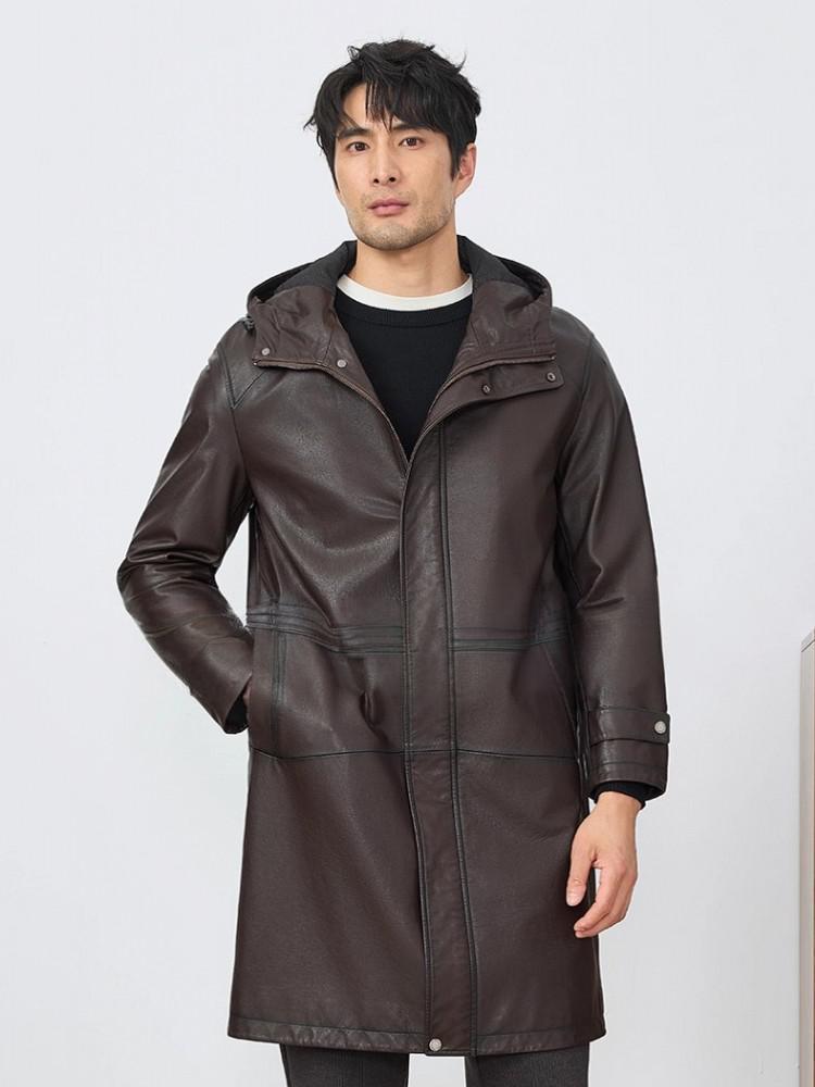 Mode Heren Herfst Nieuwe Koeie - Leather Work Jacket With Hood recensie en prijs