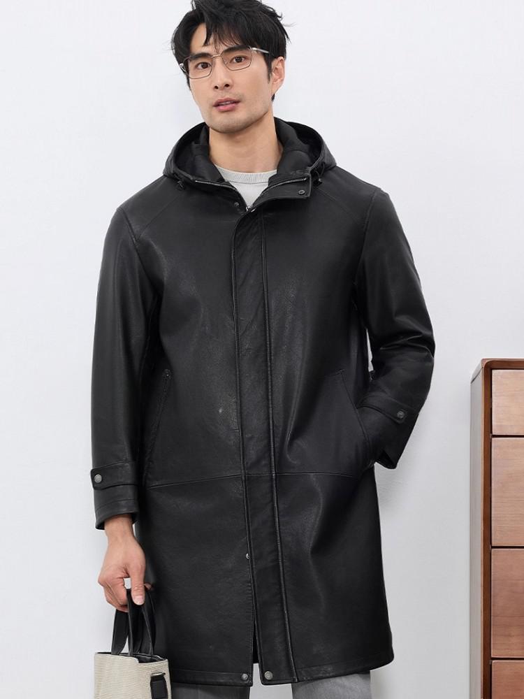 Mode Heren Herfst Nieuwe Koeie - Leather Work Jacket With Hood recensie en prijs
