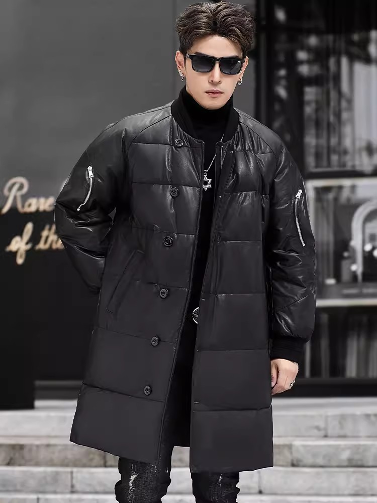 Winter Nieuwe Heren Lange Lede - Leather Work Jacket With Hood recensie en prijs