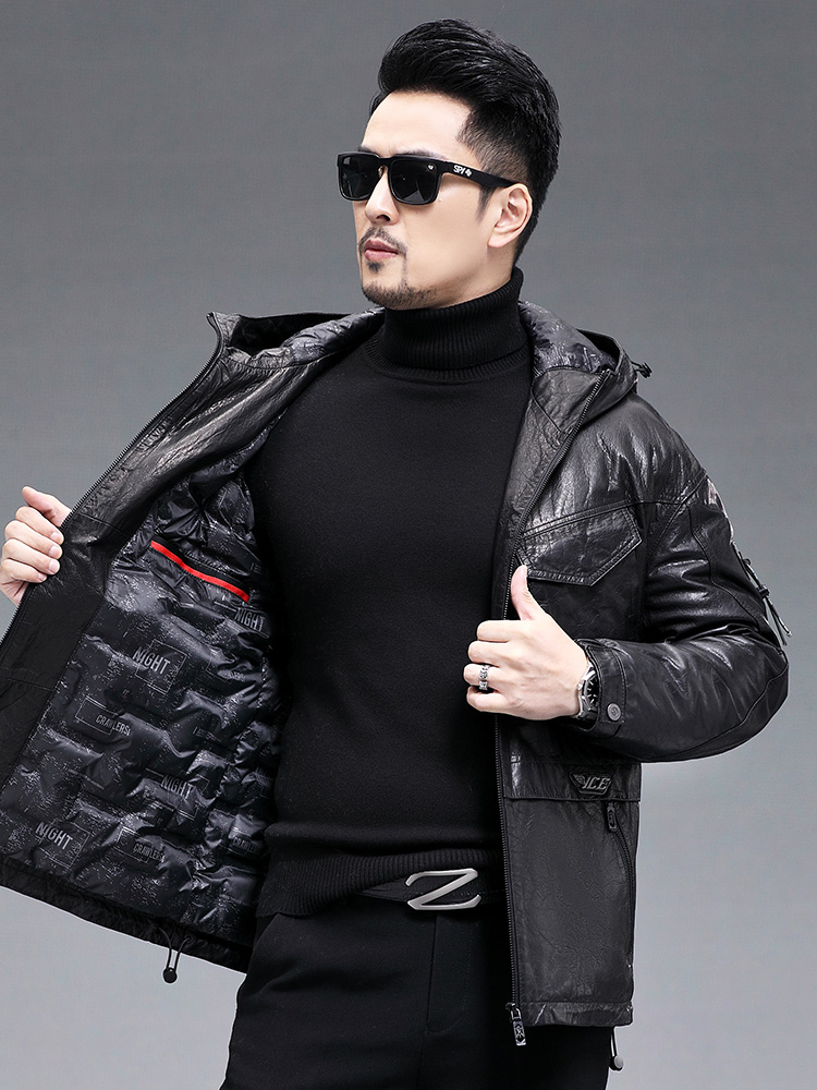Winter Heren Warm Echt Geitenl - Leather Work Jacket With Hood recensie en prijs