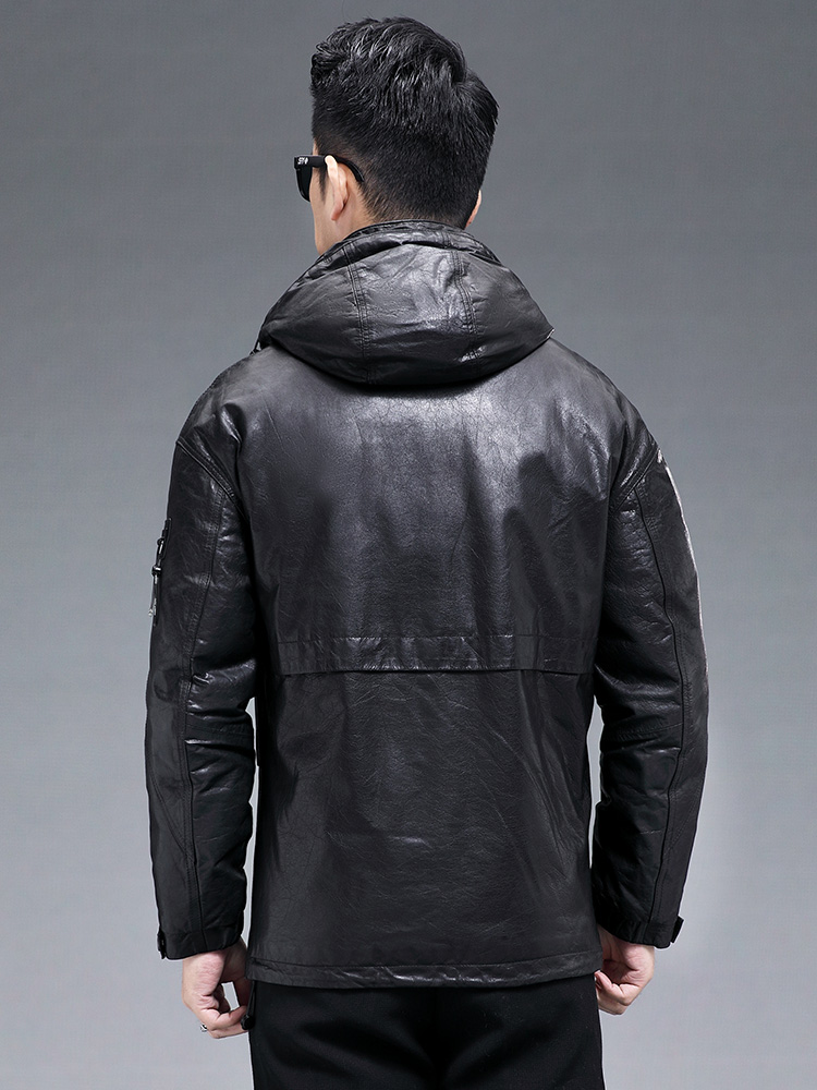 Winter Heren Warm Echt Geitenl - Leather Work Jacket With Hood recensie en prijs