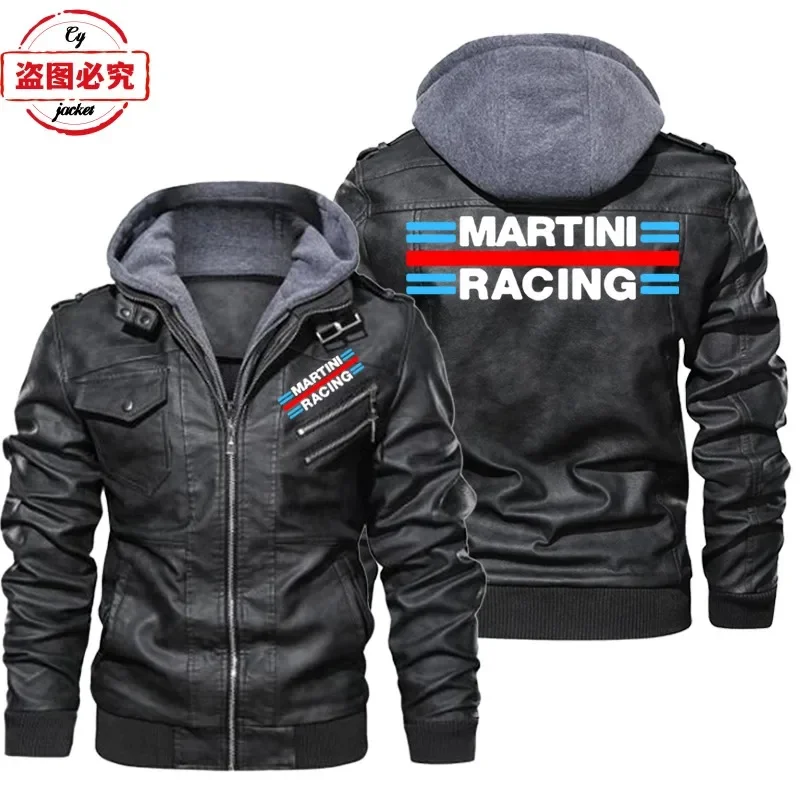Martini Racing-logo bedrukt ra - Leather Work Jacket With Hood recensie en prijs