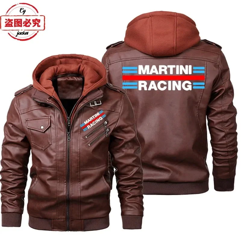 Martini Racing-logo bedrukt ra - Leather Work Jacket With Hood recensie en prijs