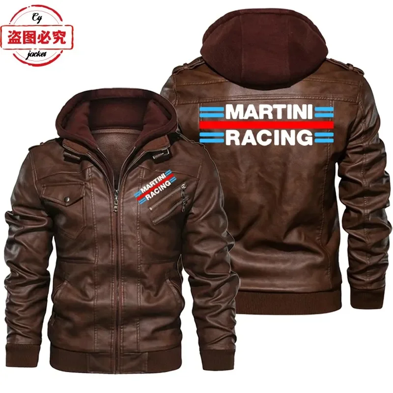Martini Racing-logo bedrukt ra - Leather Work Jacket With Hood recensie en prijs