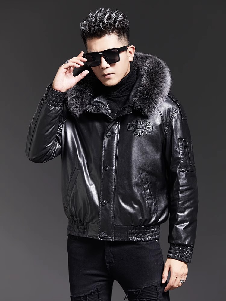 Mode Heren Winter Vos Bontkraa - Leather Work Jacket With Hood recensie en prijs