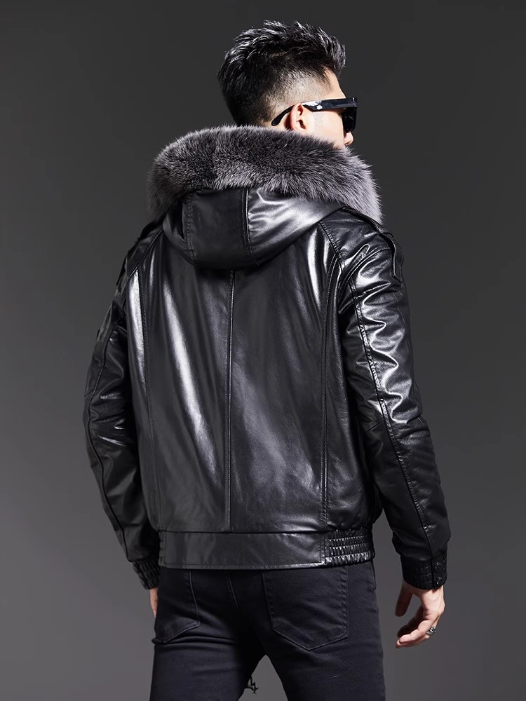 Mode Heren Winter Vos Bontkraa - Leather Work Jacket With Hood recensie en prijs